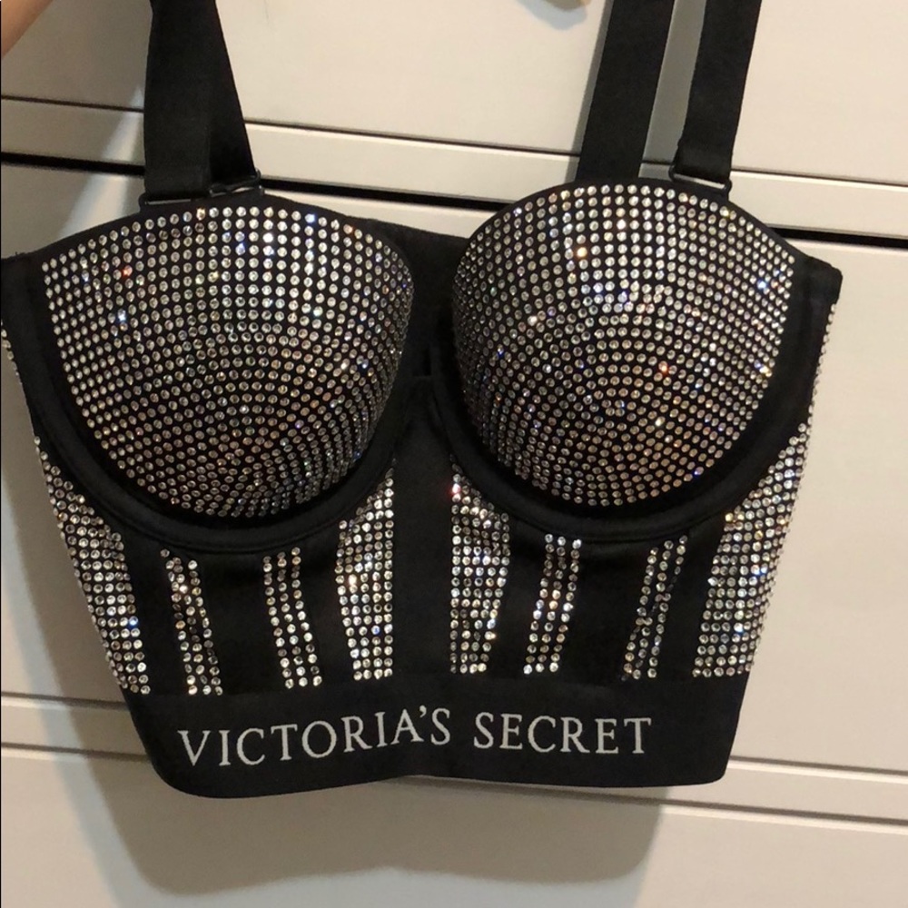 VS x Balmain Swarovski bustier long line bra